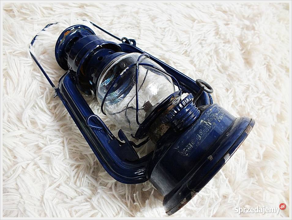 Mała Lampa naftowa GRANATOWA Piękna i sprawna do Żary