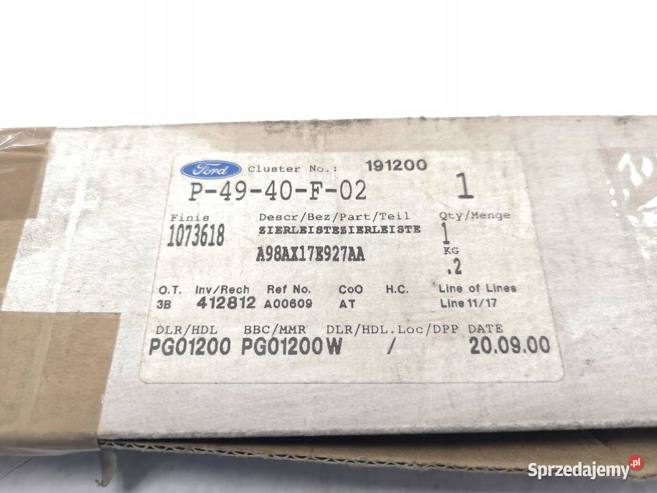 LISTWY ZDERZAKA TYŁ FORD FOCUS 9801 ORYGINAŁ ASO