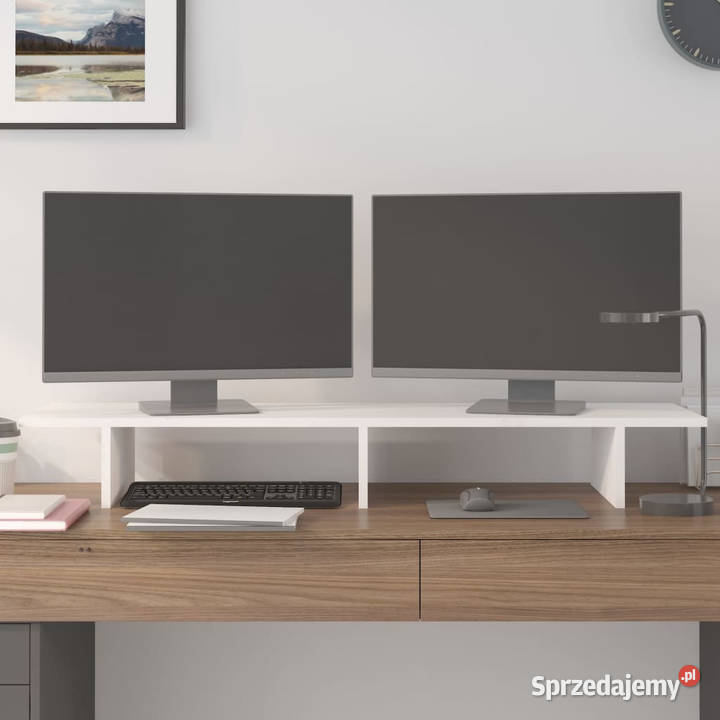 Podstawka na monitor biała 100x27x15 lite drewno mazowieckie Warszawa sprzedam