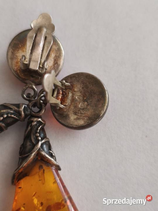 Klipsy Bursztyn Vintage podlaskie sprzedam
