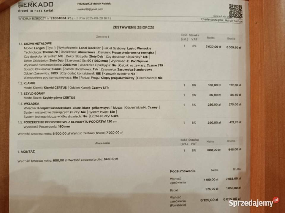 Drzwi zewnętrzne erkado złoty dąb Dom i Ogród Skarżysko-Kamienna