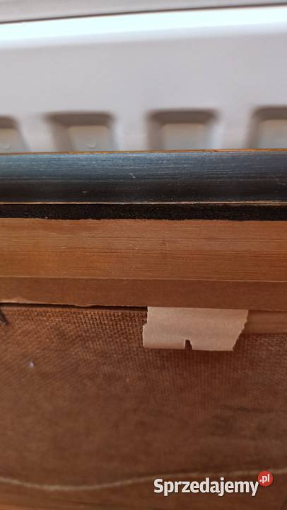 Stary oprawiony obraz na dykcie Przystań lubelskie Zamość