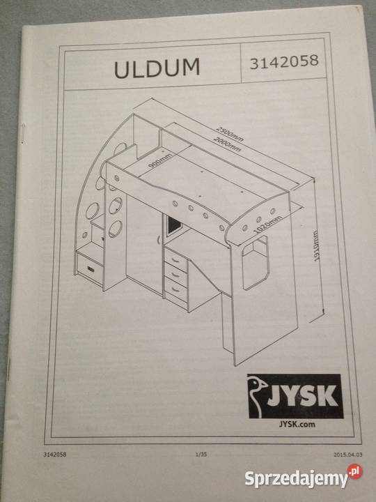 Łóżko piętrowe z biurkiem szafą schodkami i