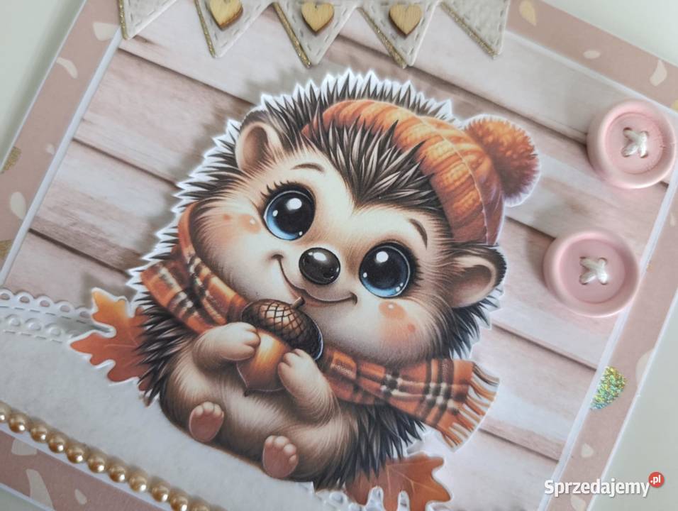 Kartka Roczek Urodziny ręcznie robiona jeż Rękodzieło łódzkie Łódź sprzedam