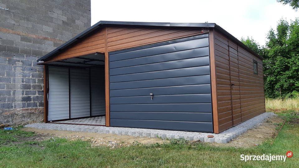 Garaż Blaszany Drewnopodobny 6x6m Dwuspadowy