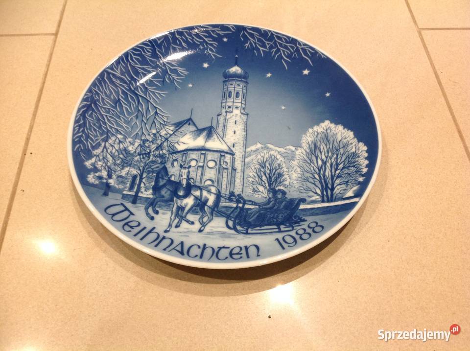 Talerz z Porcelany Christmas 1988 Do Zawieszenia Nowa Sól