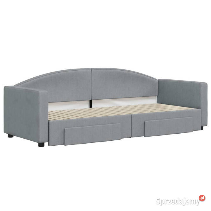 Sofa rozsuwana z szufladami jasnoszara tkanina Warszawa