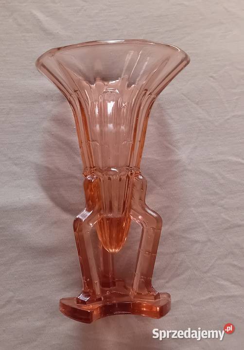 Różowy wazon art deco Rockett Vase Stoelzle lata Koźminek