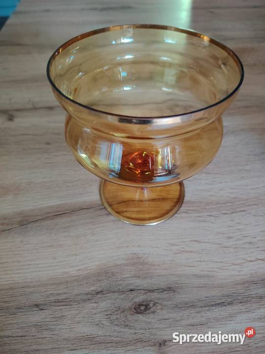 Musztardowa cukiernica Porcelana i szkło