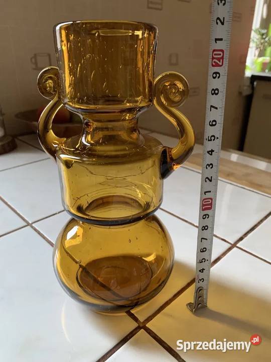 Wazon szklany z huty Łysa Góra szkło Porcelana i szkło
