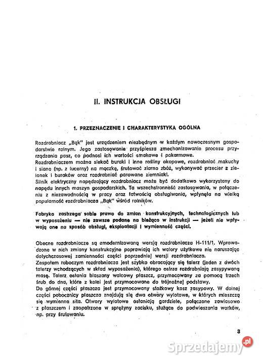 rozdrabniacz BĄK H1112 H1113 instrukcja i podkarpackie Stalowa Wola
