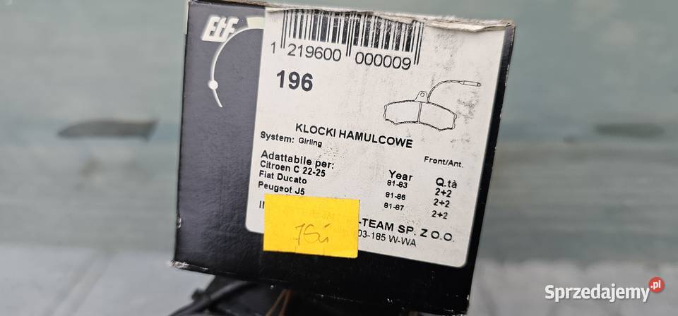 Klocki hamulcowe etf citroen c2225 fiat ducato Rok produkcji 1981 wielkopolskie Zbąszyń