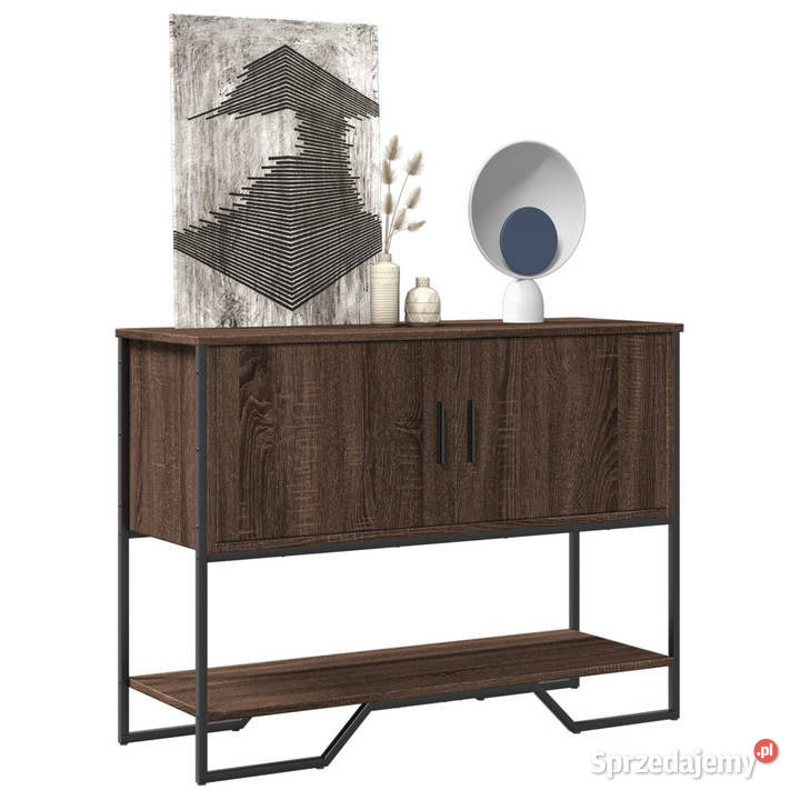 Stolik konsolowy brązowy dąb 100x35x745 WM848538 Warszawa