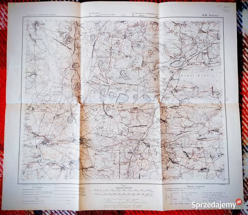 Pruska mapa sztabowa okresu wielkiej wojny Antykwariat