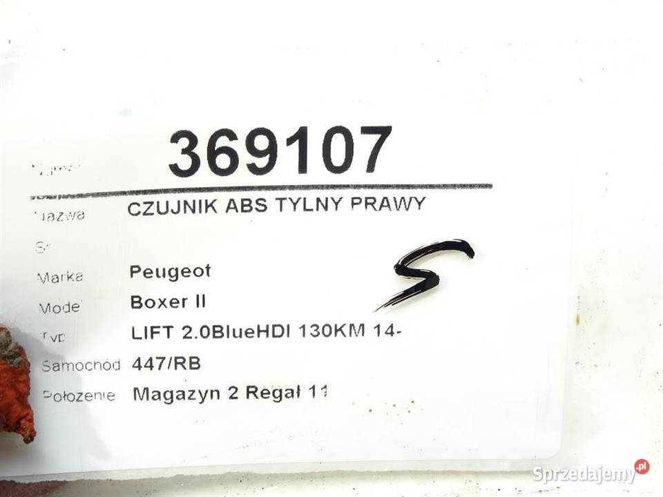 CZUJNIK ABS TYLNY PRAWY PEUGEOT BOXER I