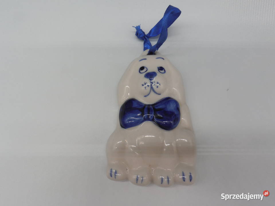 Urocza Ceramiczna Zawieszka Piesek Porcelana i szkło Raszków