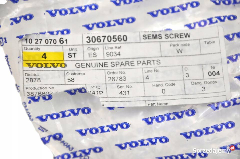 VOLVO S90 V90 II sruba sanek wozka silnika OE Bielany Wrocławskie