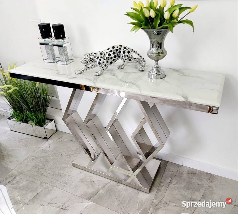Noeoczesna konsola srebrna komoda z marmurem Nowy Sącz