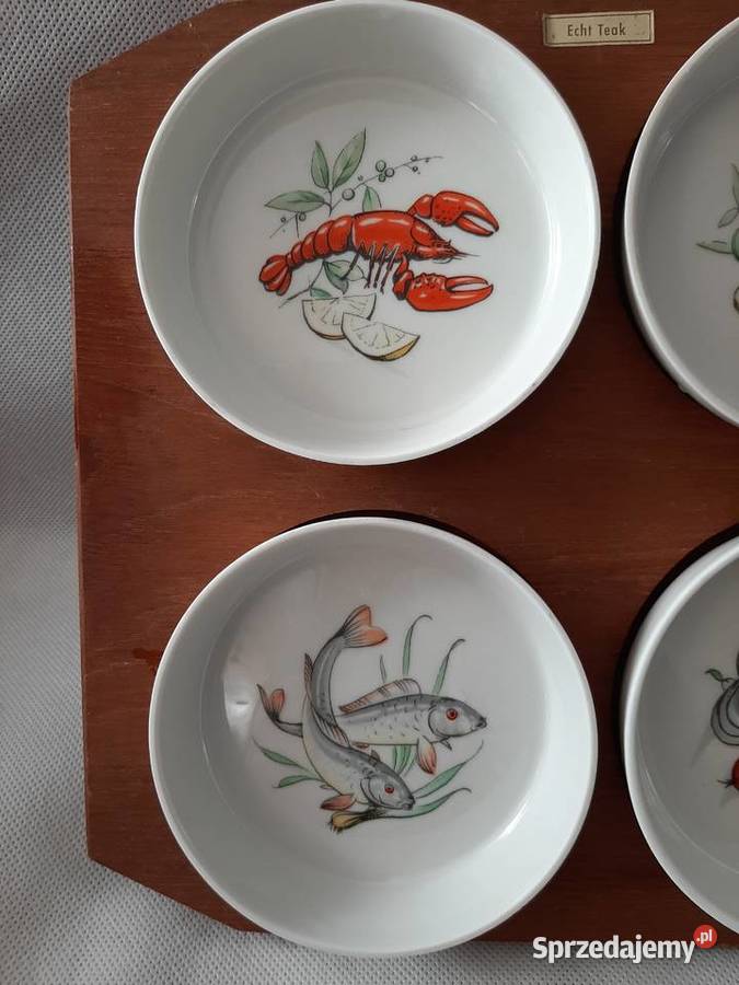 Piękna drewniana taca porcelana antyczna Alboth Inowrocław sprzedam