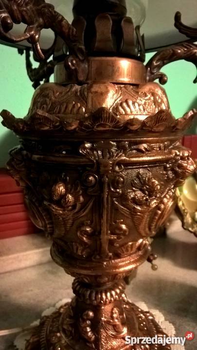 Miedziana lampa stołowa ala naftowa styl retro Oświetlenie Kluczbork