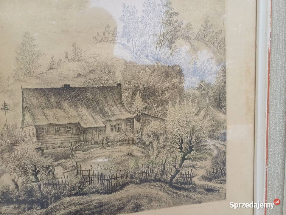 Stara 100 lat grafika sygnowana Malarstwo sprzedam