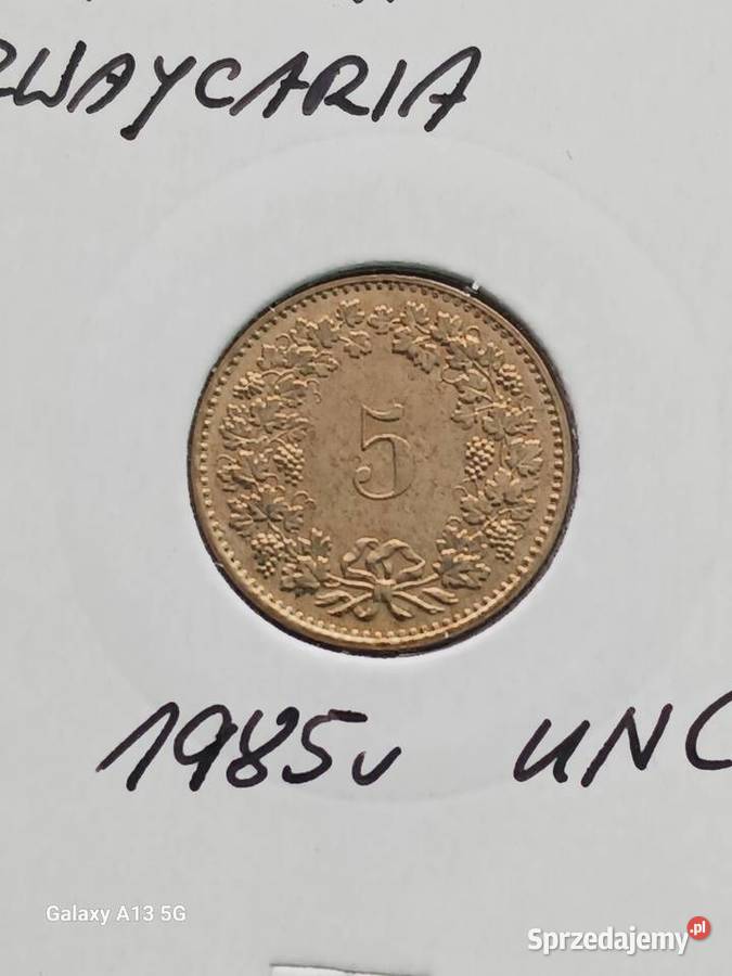 5 Rappen Szwajcaria 1985 r UNC Konin