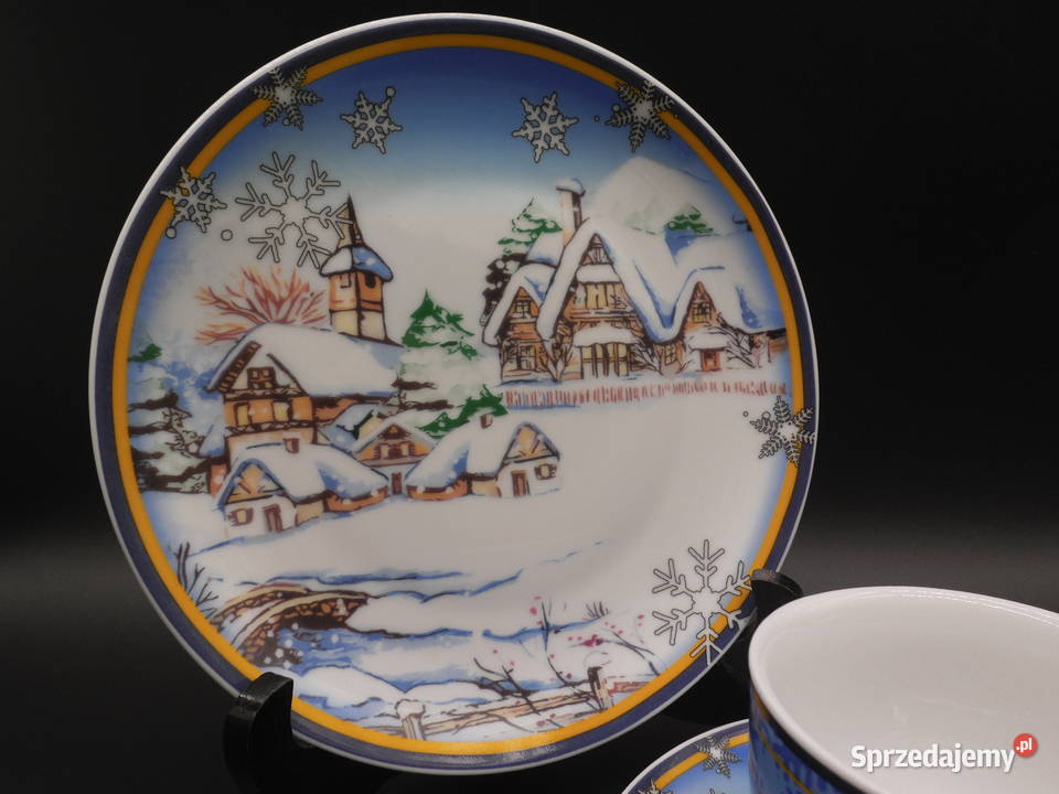 Zestaw śniadaniowy trio zimowy pejzaż wielkopolskie Raszków