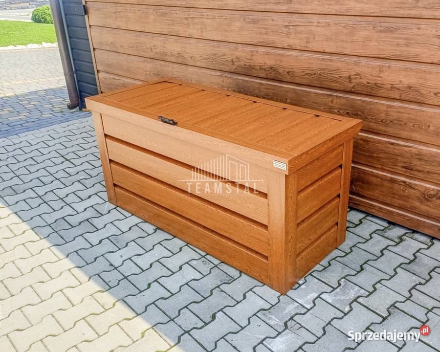 Skrzynia ogrodowa metalowa kufer 120x50x70 złoty Tarnów