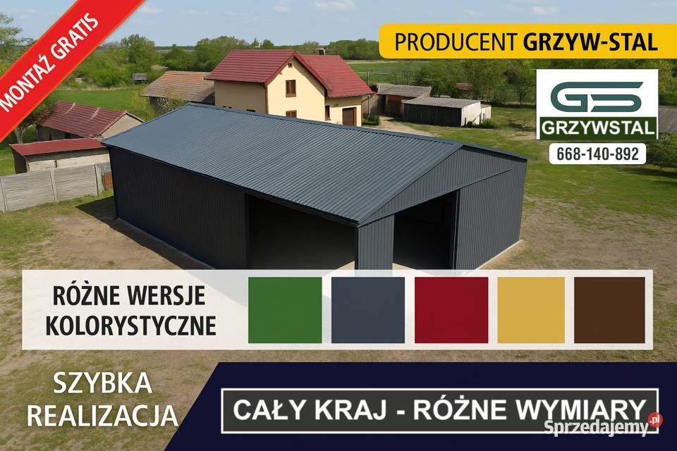 DUŻY GARAŻ BLASZANYMagazynHalaWiata GRAFIT Sprzedaż