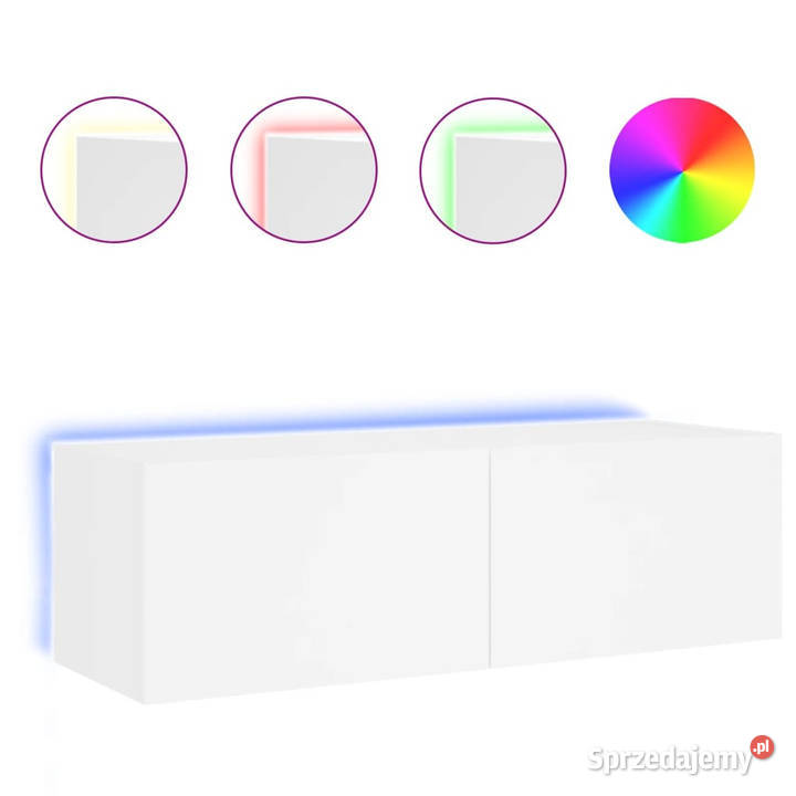 Ścienna szafka TV z LED biała 100x35x31 WM837295 Warszawa