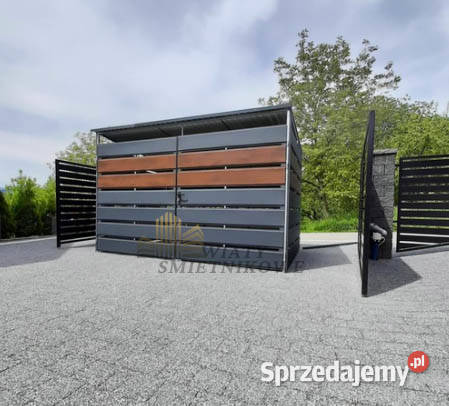 Wiata śmietnikowa 3x2 m antracyt drewnopodobny blacha Busko-Zdrój