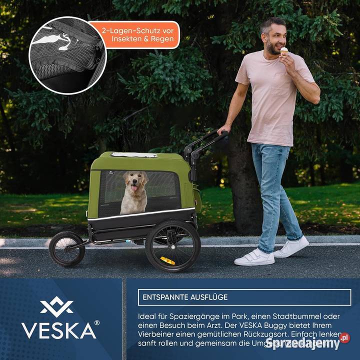 JOGGER PRZYCZEPKA WÓZEK PSA 3W1 VESKA DE DUŻA Kalety
