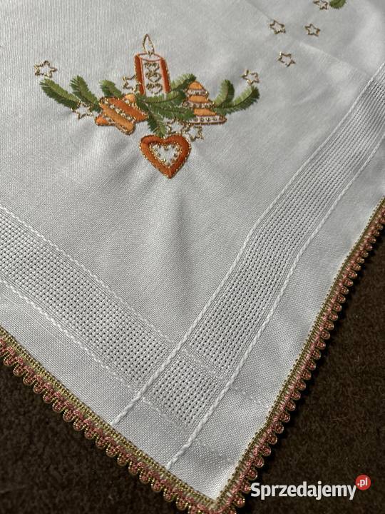 obrus ręcznie haftowany motywy Świąteczne śląskie Zabrze sprzedam