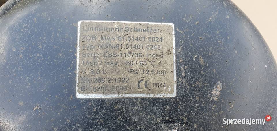 MAN ZBIORNIK BUTLA POWIETRZA 8 LITRÓW ciężarowe Pozostałe Części samochodowe Bieleń
