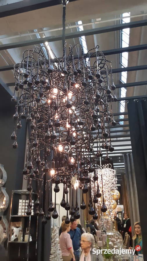 Luksusowy Żyrandol szkło z metaloplastyką HIT odcienie żółtego