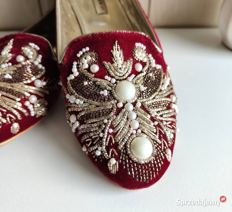 Płaskie buty loafers 38 retro vintage welur inna Szczecin