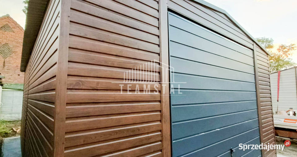 GARAŻ BLASZANY 5m x 7m dwuspad Brama orzech Grudziądz