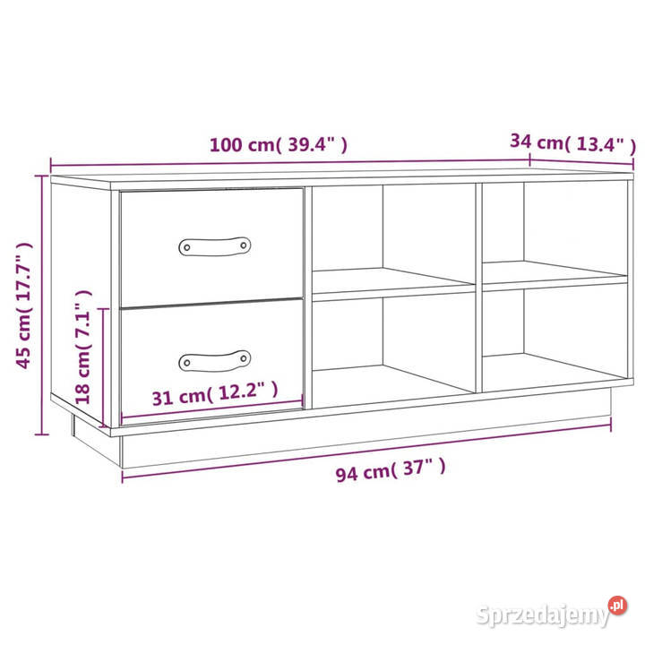 Szafka na buty 100x34x45 lite drewno sosnowe