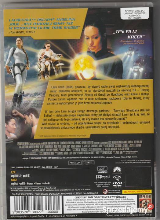 TOMB RAIDER KOLEBKA ŻYCIA płyta DVD
