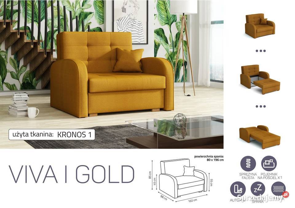 SofaKanapa Viva 1 Gold Darmowa dostawa Wieruszów