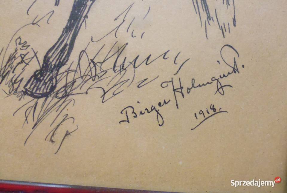 Stary Obraz Szwedzki 1918 r Sygnowany Warszawa