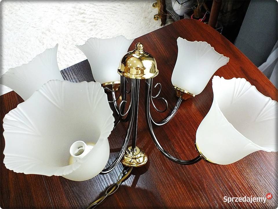 Żyrandol CzarnoZłoty Lampa wisząca sufitowa 5cio Żary