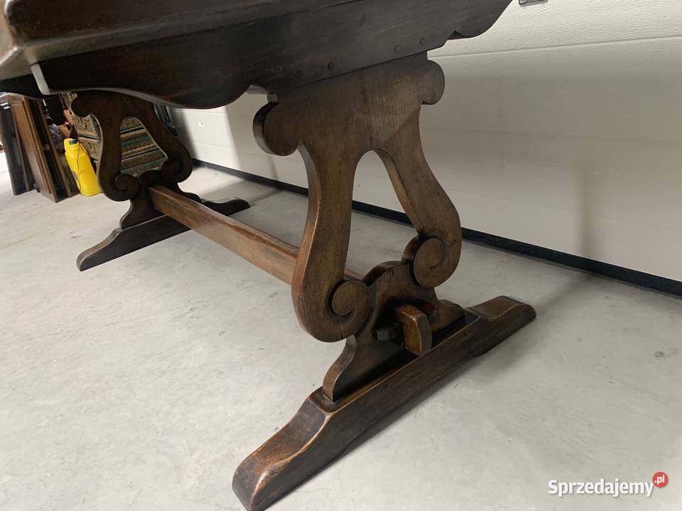 Piękny komplet dębowy stół 215 6 skórzanych Sławoszewek sprzedam