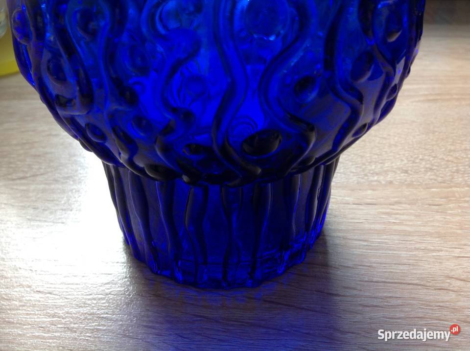 Wazon Szklany Niebieski ATAUPE Vintage lata 60 Nowa Sól sprzedam