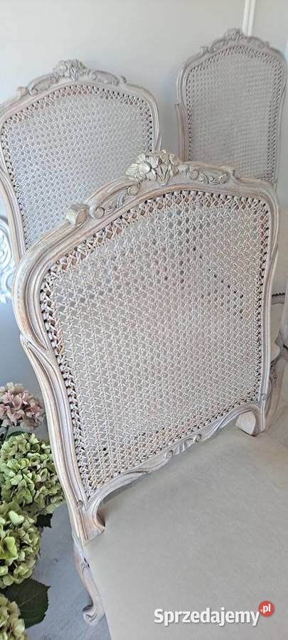 Stylowe krzesła rafia Shabby Chic Ludwik 98cm Szczecin sprzedam