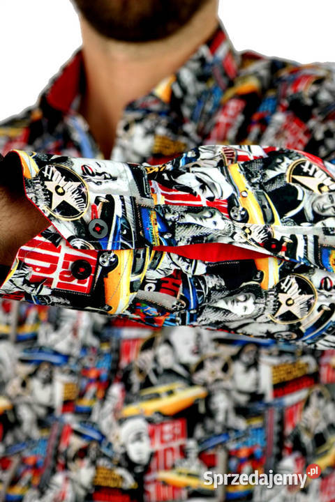 DANIEL BESSI Koszula Męska Fb055 Aktorzy Auta Rozmiar L Ostrów Wielkopolski