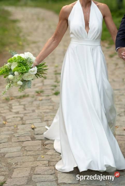 suknia ślubna z jedwabiu ecru podkarpackie Wiśniowa