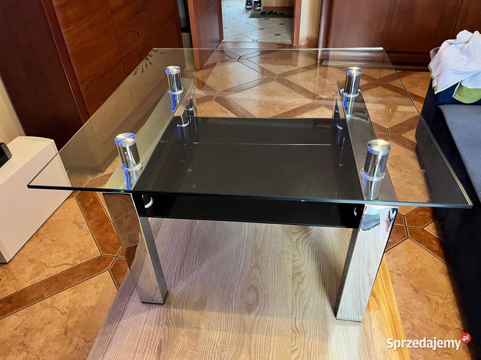 Stolik kawowy Bert 70x70x44 szklany blat chrom 44cm Stoliki kawowe i ławy lubuskie Kostrzyn nad Odrą