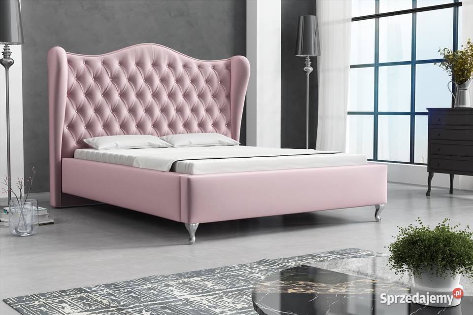łóżko białe glamour uszak 140x200 czarne Łóżka, wersalki i sofy Poznań sprzedam