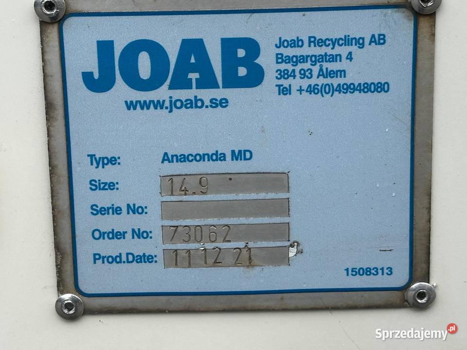 Śmieciarka volvo fl 260 Joab 15m3 euro5 4x2 7000kg Nowiny